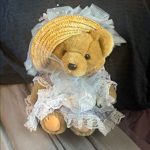 Charming Tan Teddy Bear with Gold Hat
